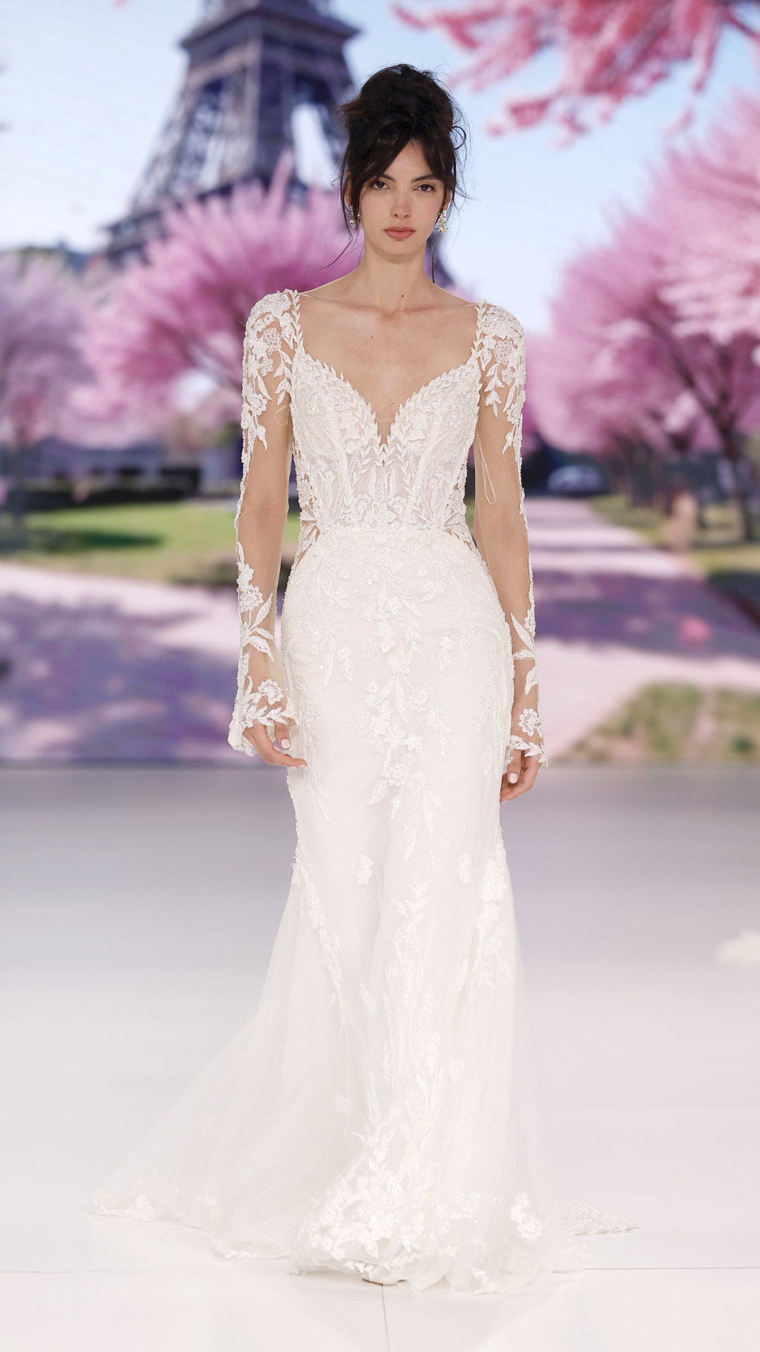 Long sleeve wedding dress by Randy Fenoli on the Barcelona Bridal Fashion Week runway